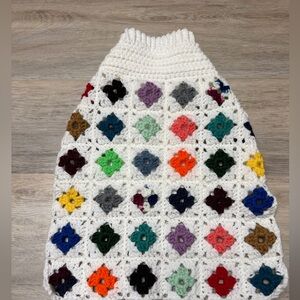 Colorful Crochet Granny Square Large Handmade Dog Sweater